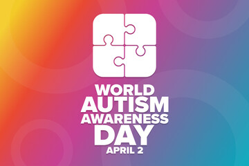 World Autism Awareness Day. April 2. Holiday concept. Template for background, banner, card, poster with text inscription. Vector EPS10 illustration.