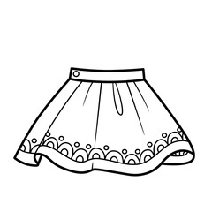 Lush skirt outline for coloring on a white background