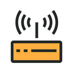 Vector illustration of high-tech technology coloured icon. Wi-fi router icon.