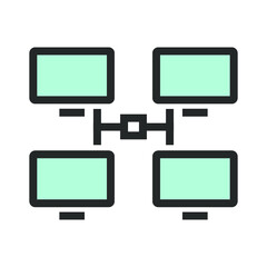 Vector illustration of high-tech technology coloured icon. Computing network icon.