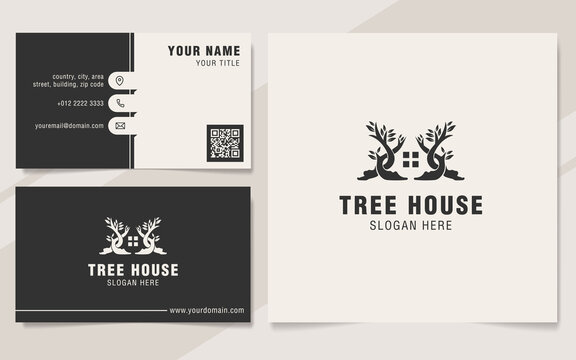 House and tree combination abstract logo template