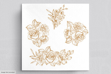 hand drawn floral invitation card set