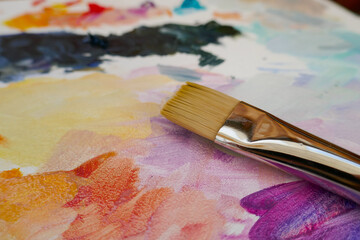 Oil painting, background palette and brush.