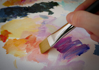 Oil painting, background palette and brush.