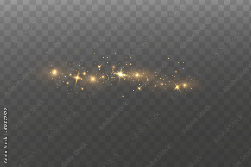 Wall mural christmas light effect. sparkling magical dust particles.the dust sparks and golden stars shine with