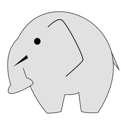 graphic image of a gray elephant on a white background