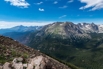 Scenic view of the Rocky Mountains from the Trail Ridge Road, in the Rocky Mountains National Park, Colorado, USA