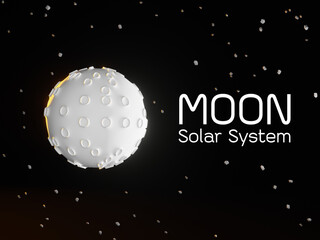 Moon on a space background, Planet in the solar system - 3D render