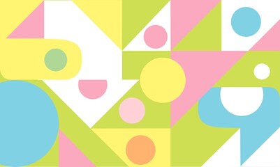 abstraction from different geometric shapes in spring colors