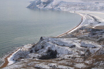 Sea beach postcard, winter walk