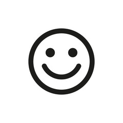 Emoticon icon. A smiley face. A smile, a laugh. Simple linear flat illustration on a white background