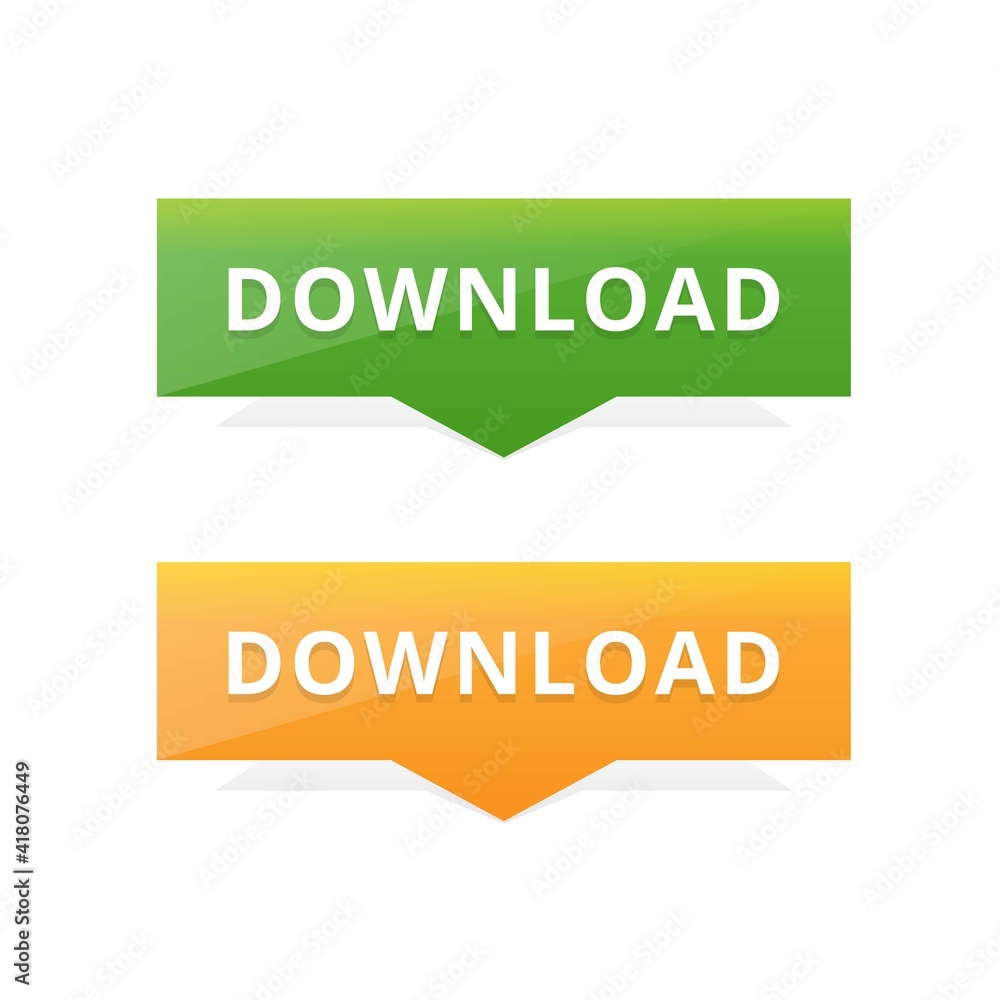 Aufkleber Download Button is rectangular in green and orange colors. Download rectangular Button for website