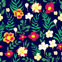seamless pattern flower and leaves