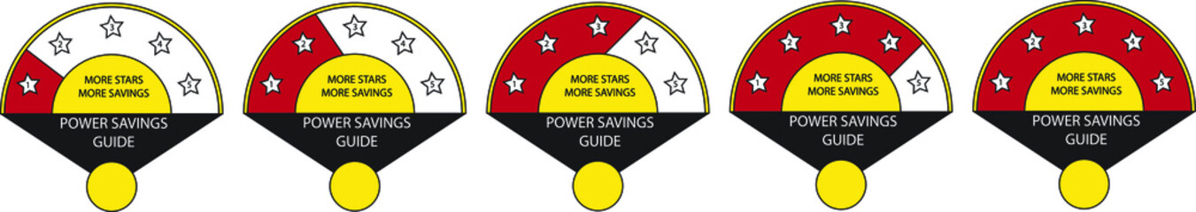 Energy star ratings usually affixed on electrical appliances to denote efficient and power savings. 