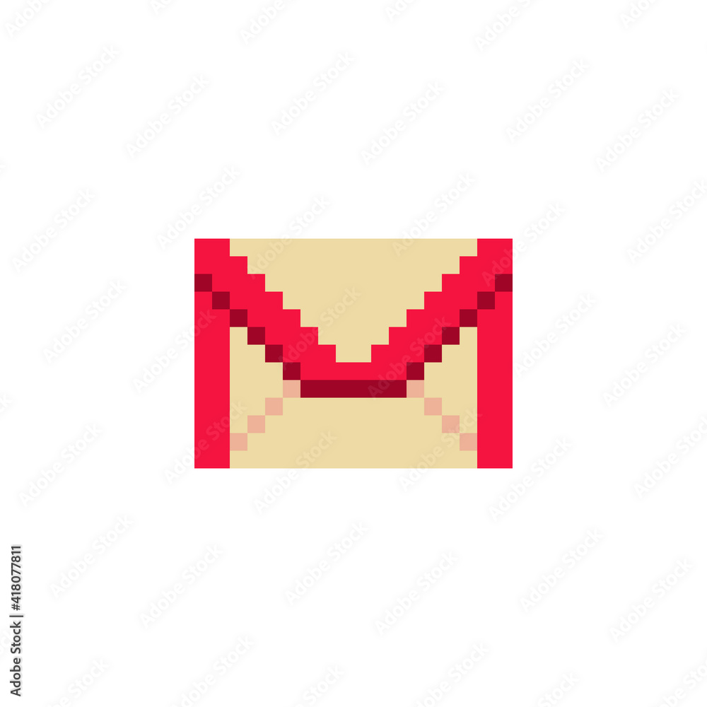 Poster envelope pixel art style icon. isolated vector illustration. 8-bit sprite. old school computer graph