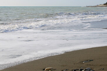 Caucasian Black Sea beach in December.