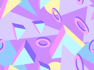 Memphis seamless pattern. Geometric elements memphis in the style of 80's. Trendy retro background for printing on paper, advertising materials and fabric. Vector illustration