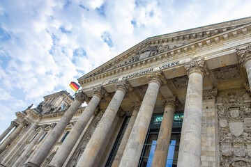 Aerial view of Reichstag in summer day, Berlin