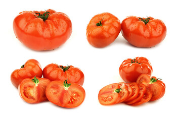 fresh beef tomatoes on a white background