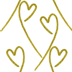 Gold lines vector seamless pattern on white background. Golden texture. Foil wallpaper glitter graphic. Wedding card template. Cover surface