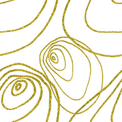 Gold lines vector seamless pattern on white background. Golden texture. Foil wallpaper glitter graphic. Wedding card template. Cover surface