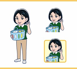 緑の半袖シャツを着た若い女性