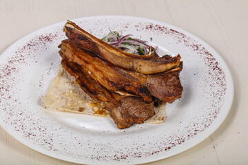 Grilled rack of lamb barbeque