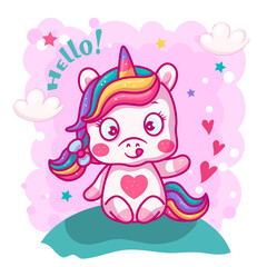 Obraz na płótnie Canvas cute happy unicorn icon vector illustration