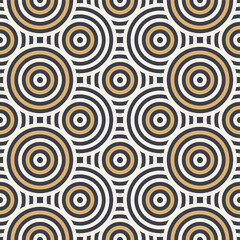 Abstract seamless pattern. Concentric circles. Intersecting repeating circles background. Overlaping circles. Stylish texture. Repeating geometric tiles. Flat design. Vector color background.