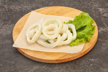 Raw squid rings for cooking
