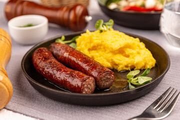 Grilled mangalica pork sausages