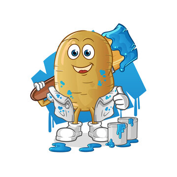 potato painter illustration. character vector