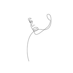 Woman Face Continuous One Line Vector Drawing. Style Template with Abstract Female Face. Modern Minimalist Simple Linear Style. Beauty Fashion Design