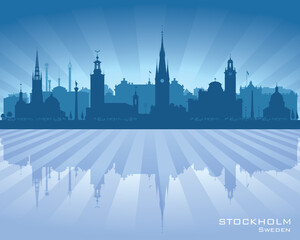 Stockholm Sweden city skyline vector silhouette