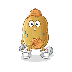 potato baseball Catcher cartoon. cartoon mascot vector