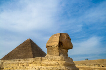 Fototapeta na wymiar Cairo, Egypt - 03 Feb 2021. Great pyramids of ancient Egypt in Giza, Cairo