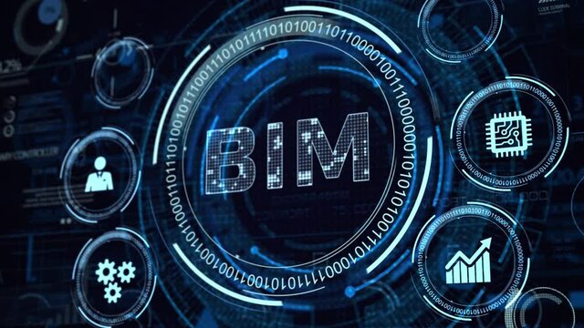 The concept of business, technology, the Internet and the network. virtual screen of the future and sees the inscription: BIM