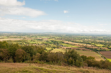 Panoramic scenery along the Malvern hills of England.