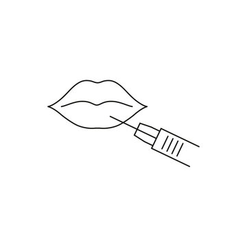 Icon for permanent makeup, feather, micro blade lips tattoo salon procedure. Eps 10 vector illustration.