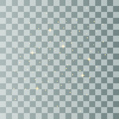 Transparent Golden Glow light effect. Star burst with sparkles