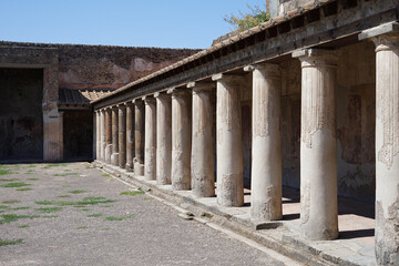 Pompeii famous ancient city archaeological site near Mount Vesuv, popular tourist guided tour destination, Pompei, Italy