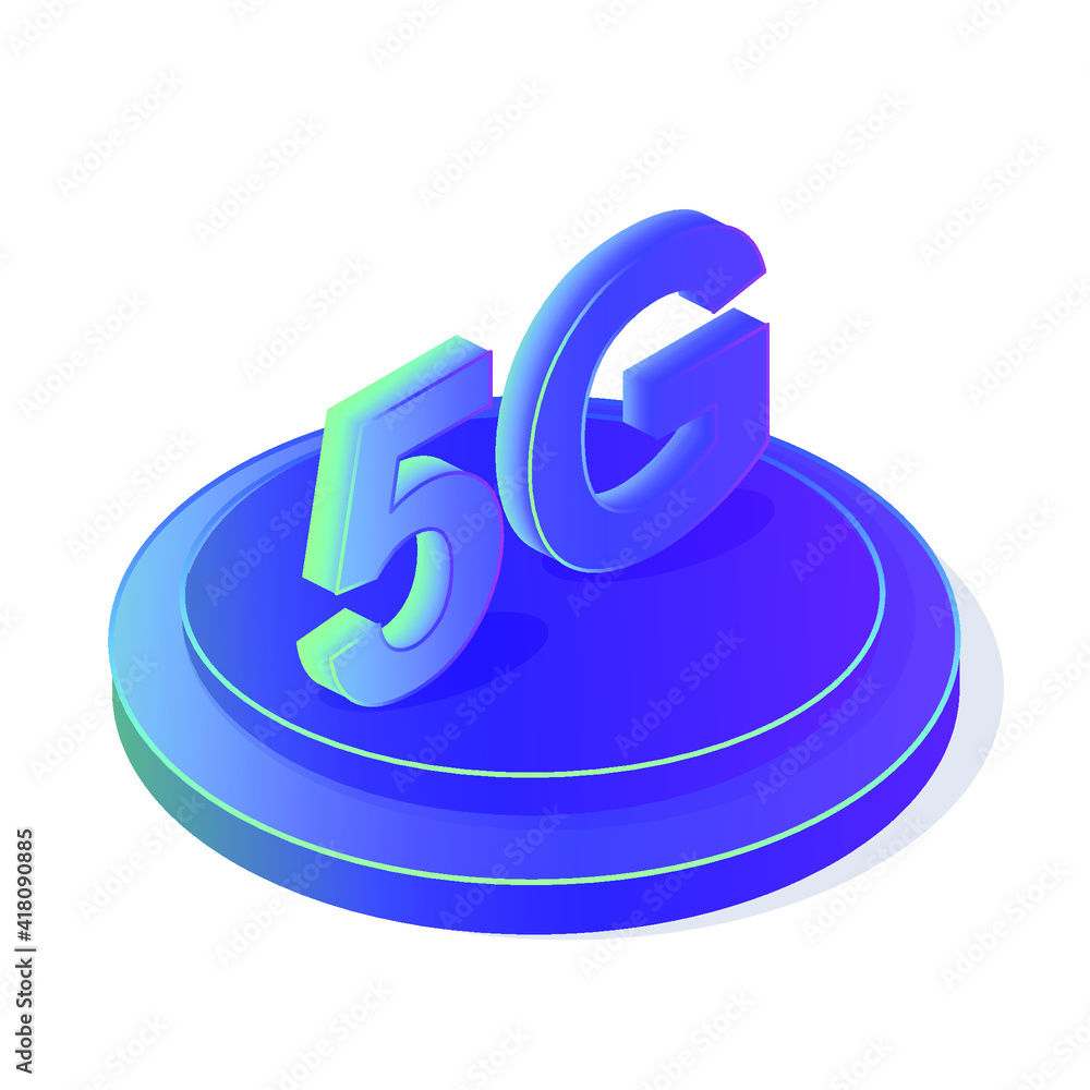 Poster 5g network wireless technology illustration. mobile internet of next generation. web page design tem