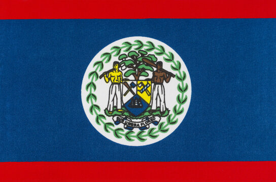 fabric of the national flag of Belize close-up