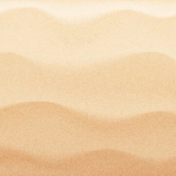 Top view of desert dunes or tropical seashore landscape. Wavy sand surface illustration. Realistic coastal beach texture. Summer background of natural sandy seaside shore.