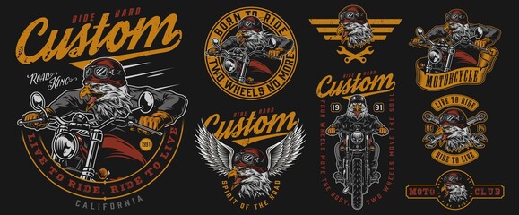 Custom motorcycle vintage designs composition