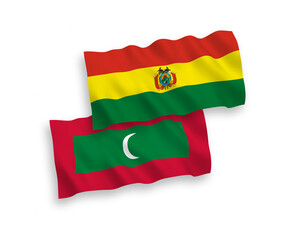 Flags of Bolivia and Maldives on a white background