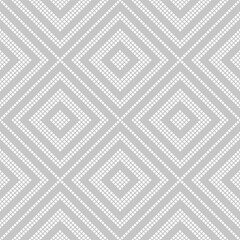 Gray and white geometric seamless rhombus pattern. Abstract diamond vector pattern of squares. Simple vector illustration. Geometric design for fabric, wallpaper, scrapbooking