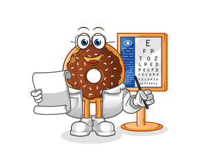 chocolate donut oculist cartoon. cartoon mascot vector