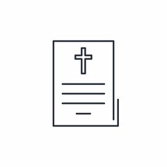 Fototapeta premium Document, cross. Death certificate concept. Vector icon isolated on white background. 