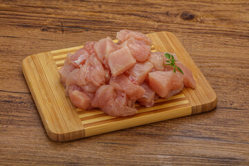Raw diced chicken for cooking
